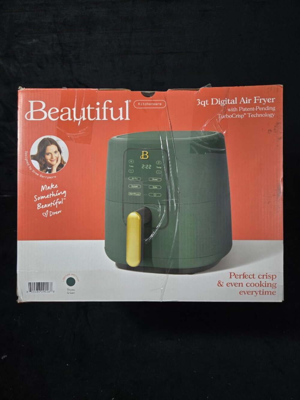 Beautiful Drew Barrymore 3 Qt Digital Air Fryer Sage Green Open Box